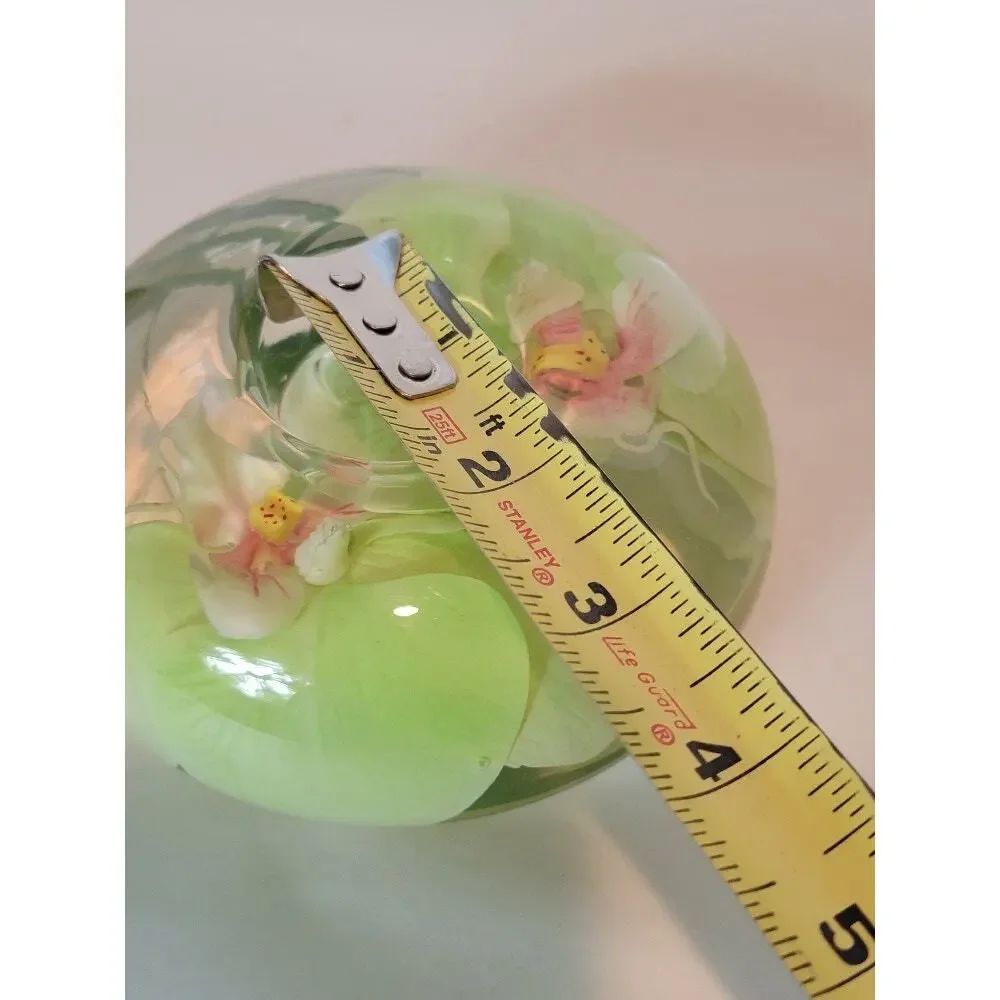 Emilo Robba Glass Orchid Tea Lite Candle Holder‎ Green Floral